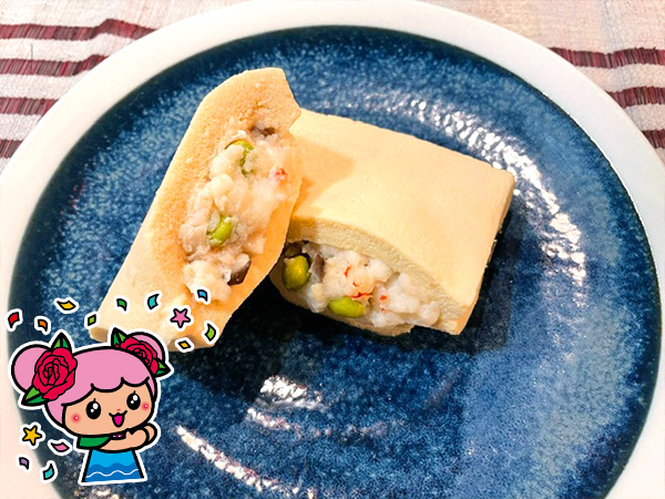 高野豆腐の海老詰め